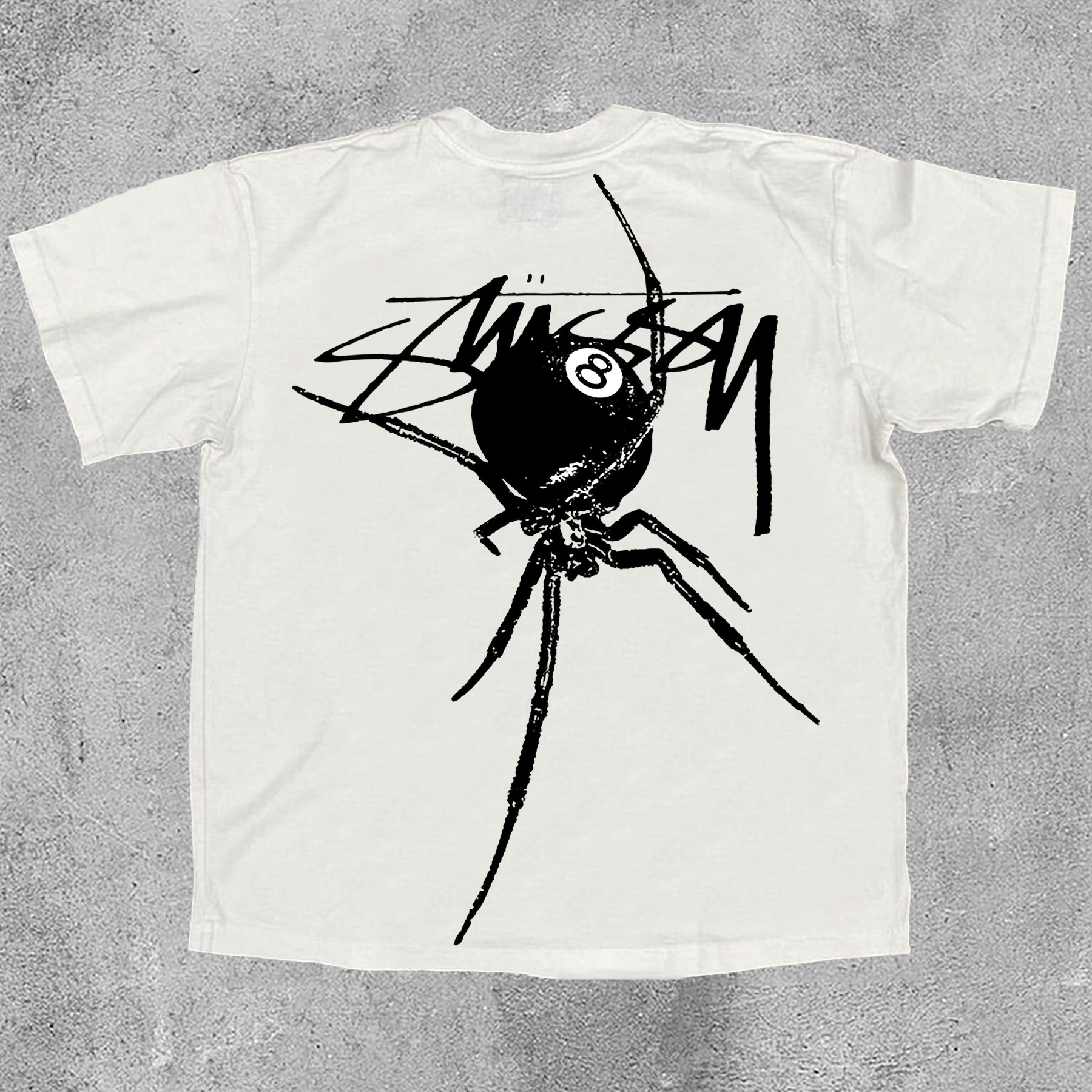 Casual Stüssy Arachnid Pigment Dyed Graphic Round Neck T-Shirt