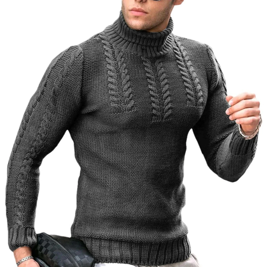 Wongn Wongn And Winter New Men's Sweater Men's Turtleneck Flower Long Sleeve Sweater Warm Head Sweater Male
