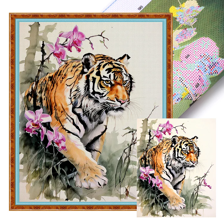 Tiger In The Jungle (40*50cm) 11CT Stamped Cross Stitch gbfke