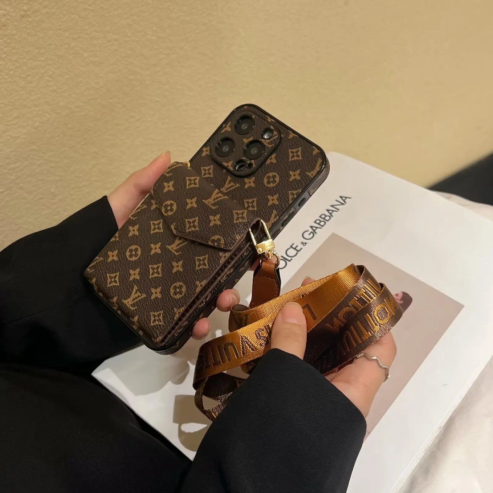 Elegant LV crossbody monogram canvas wallet Gucci Ophidia GG Apple iPhone case