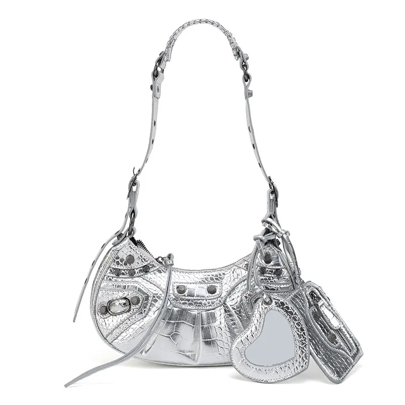 Bag New 2023 Black Gothic White Fashion Black Pink Rivets Crossbody Shoulder Bags Purse Women Underarm Bags  Motorcycle Bag