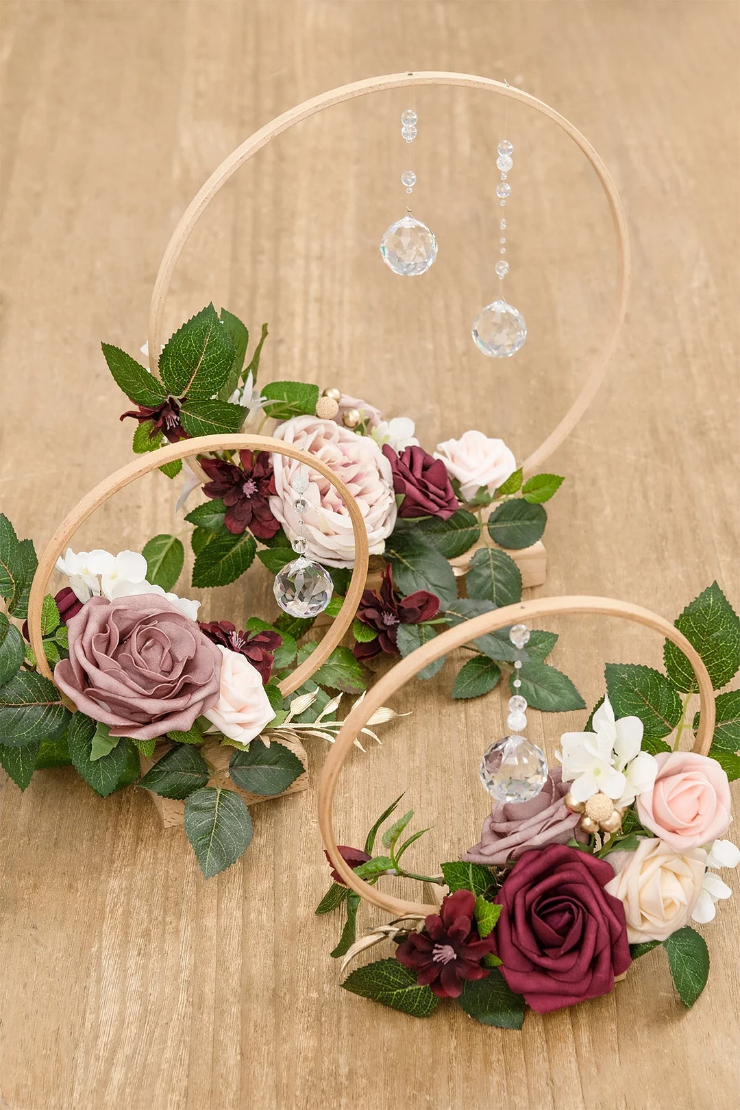 Wreath Hoop Centerpiece Set in Dusty Rose & Mauve