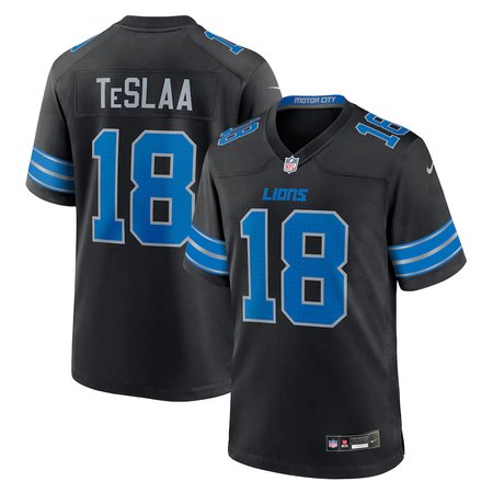 Men's Detroit Lions #18 Isaac TeSlaa  Black Game Player Jersey