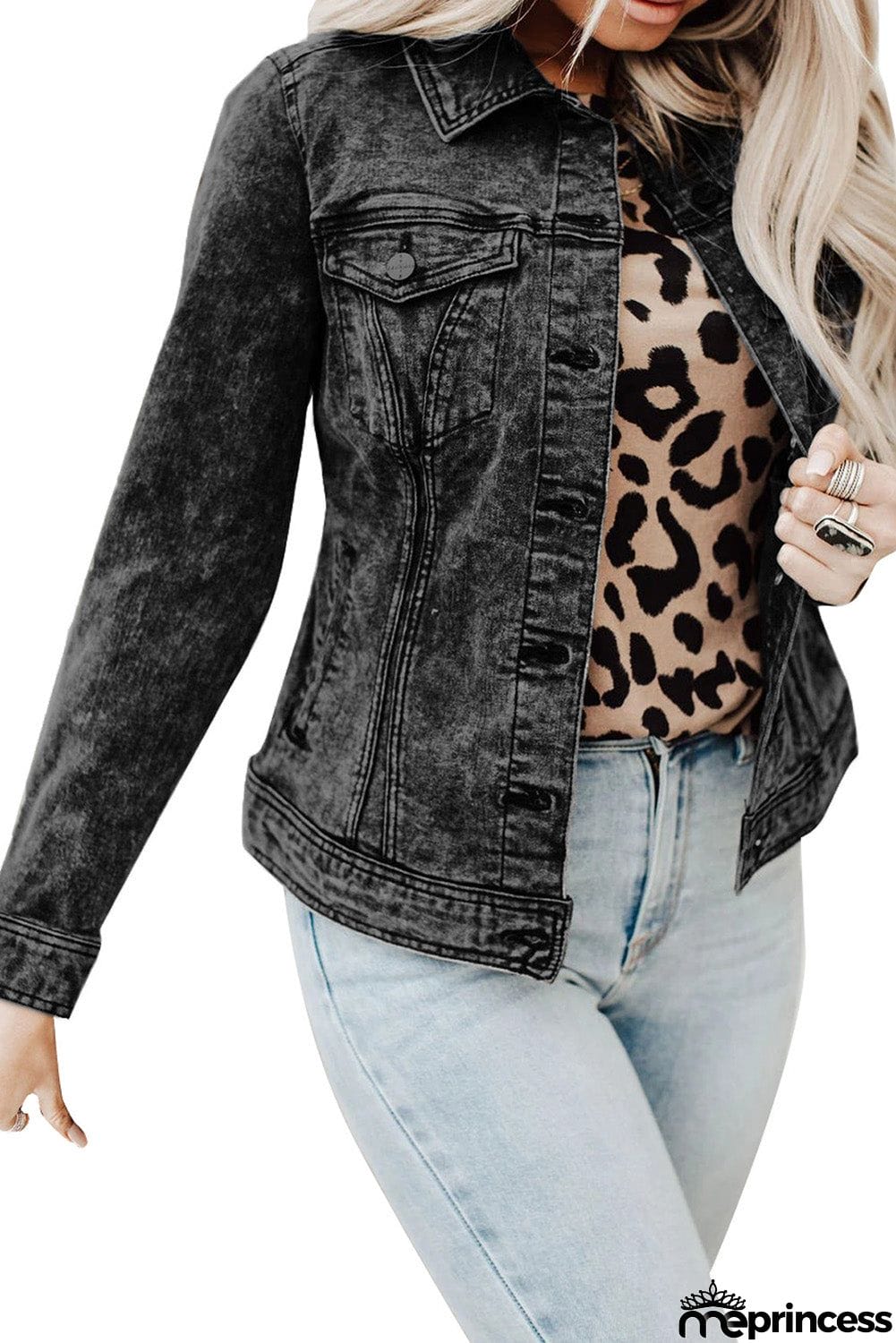 Wash Button Pocket Denim Jacket