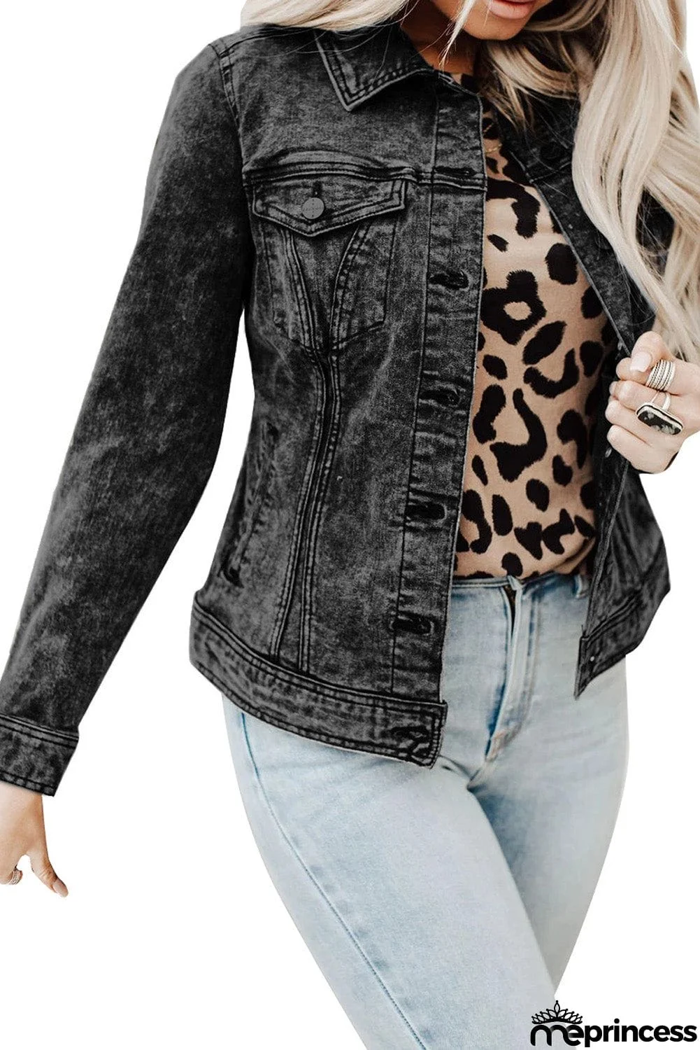 Wash Button Pocket Denim Jacket