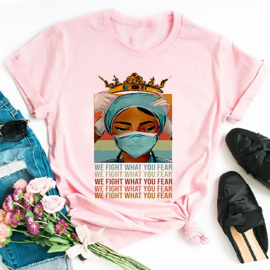 Women's Nurse is Hero Print T-shirts Girl Summer 90s Ullzang Harajuku Ture Nurse Queen Cropped Funny T Shirt ,Drop Ship