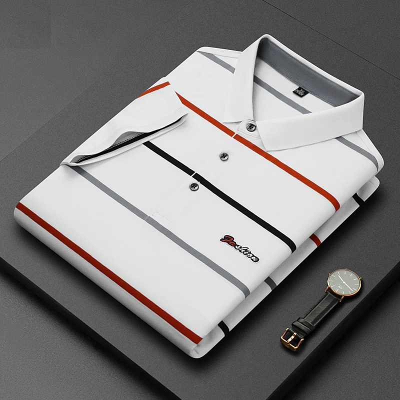 Men's High Quality Cotton Striped Polo Shirt