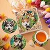 6Pcs/set Diamond Painting Wooden Puppy Coaster Cup Cushion With Holder