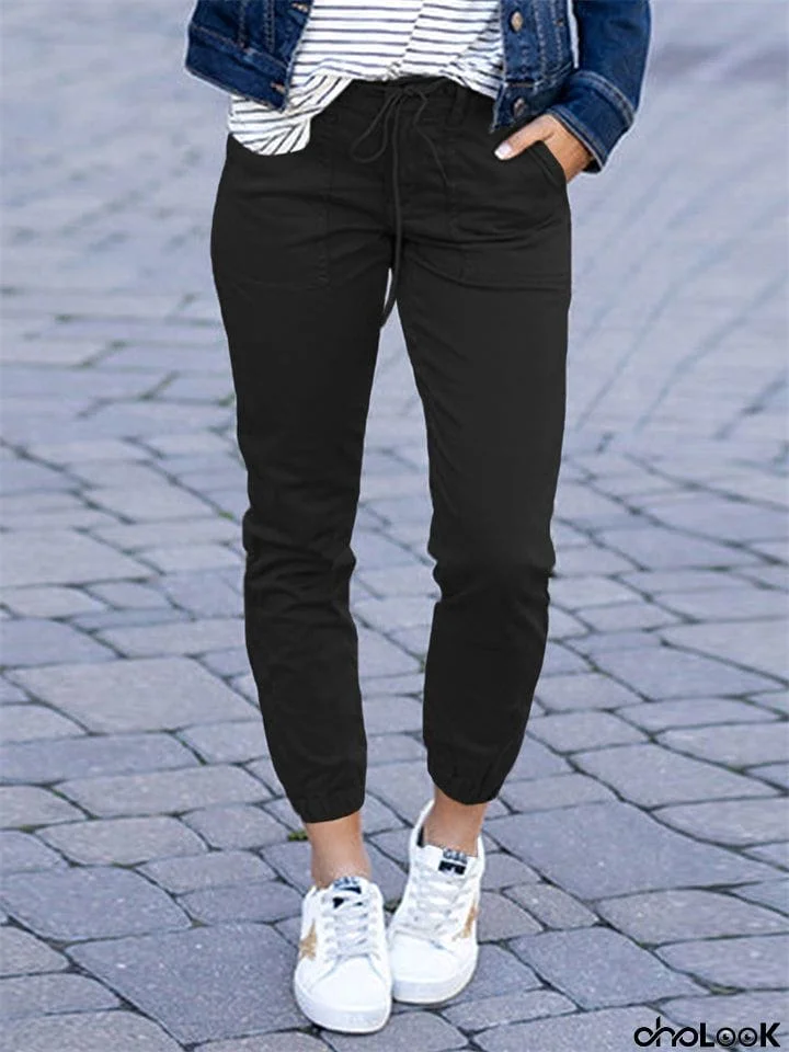 Female Casual Plain Fit Lace-up Ankle Tied Pants