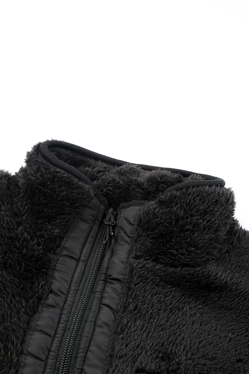 Zip Up Sherpa Coat With Pocket