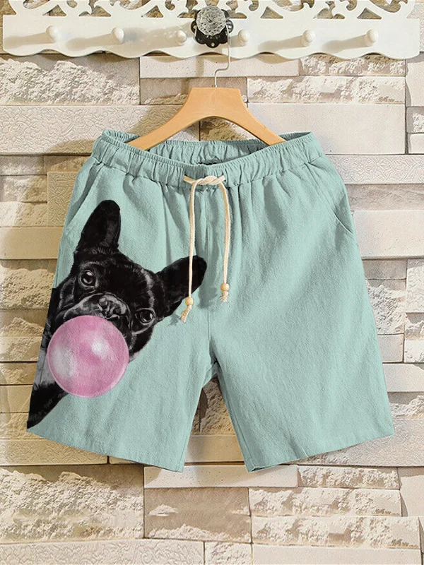 Men's Fun Bubblegum French Bulldog Print Shorts