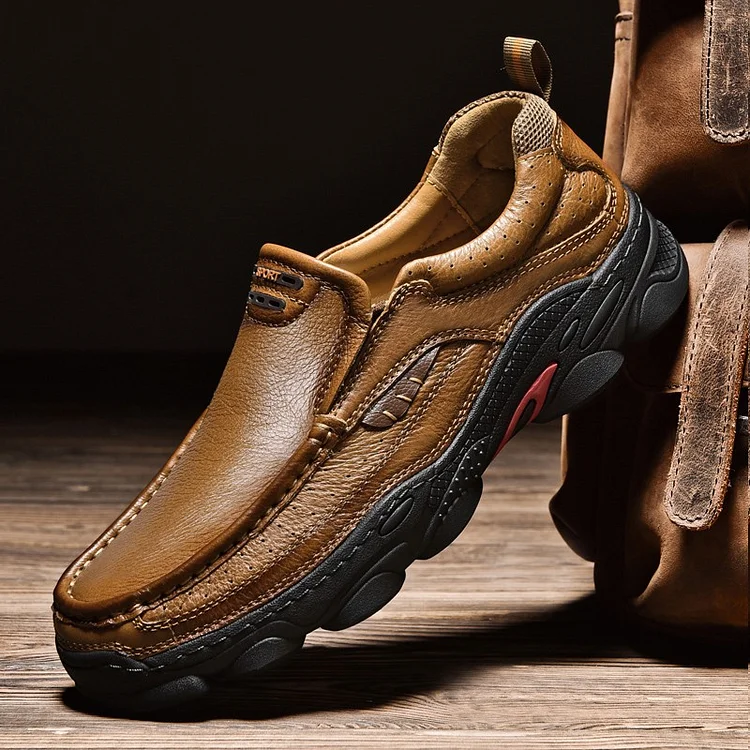 Damulin Breathable Leather Casual Men Shoes New Luxury Slip on Hiking Shoes Leisure Walk Loafers Men Moccasins Fashion Platform Shoes