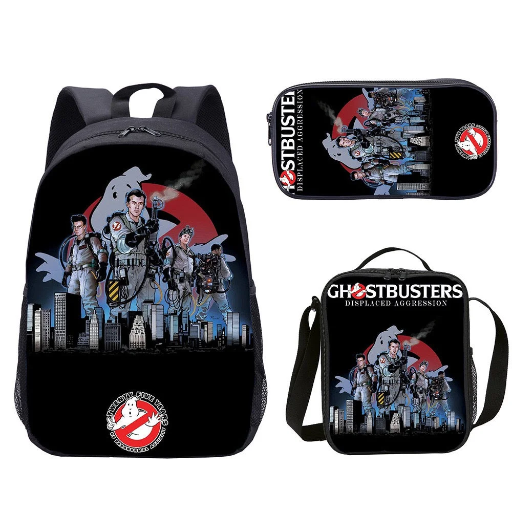 Buzzdaisy Ghostbusters Schoolbag Backpack Lunch Bag Pencil Case Set Gift for Kids Students