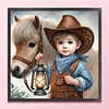 Boy And Pony-11CT Stamped Cross Stitch 40*40cm/15.75*15.75in