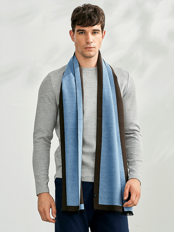 Blue Silk Scarf 1023181251 For Men 30*180-REAL SILK LIFE
