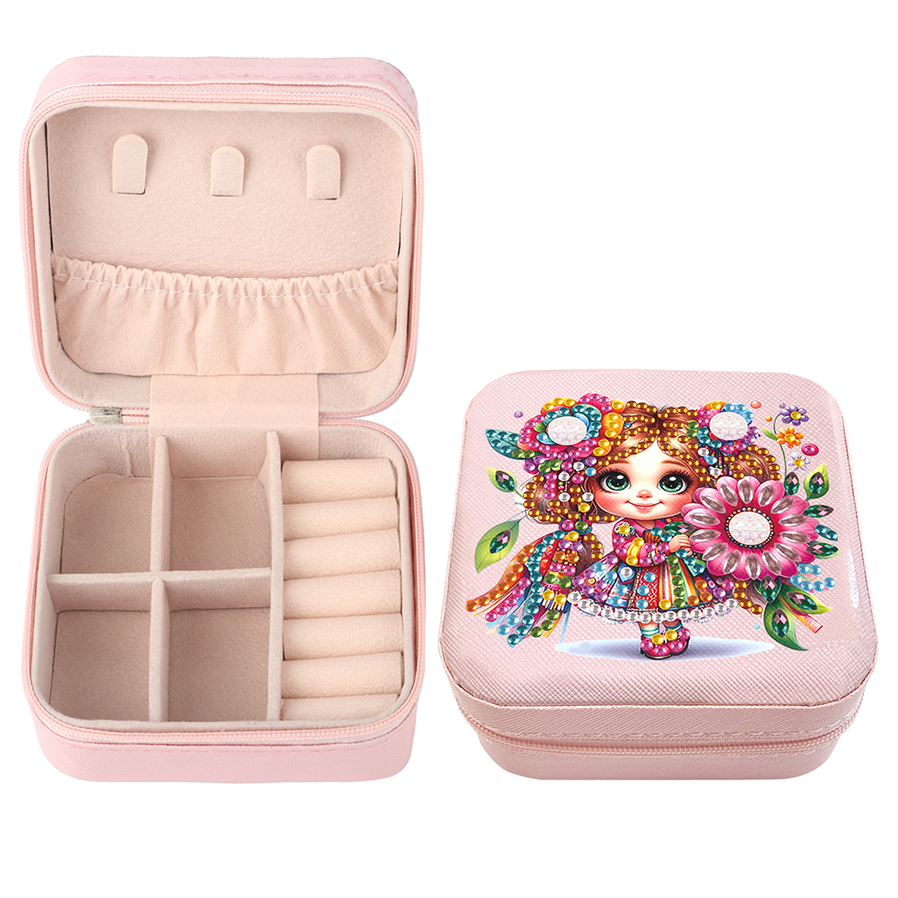 Special Shape Little Girl 5D DIY Diamond Painting Jewelry Box for Art Crafts