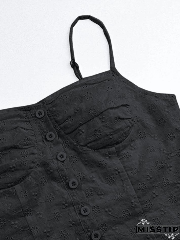 Buttoned Broderie Lace Cami Top