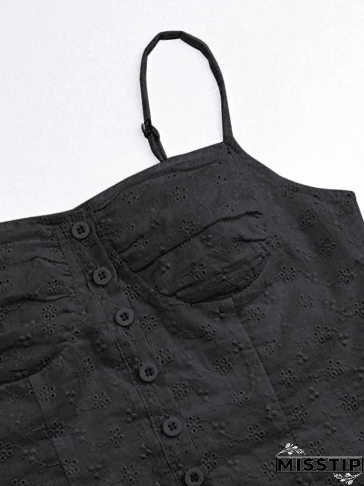 Buttoned Broderie Lace Cami Top