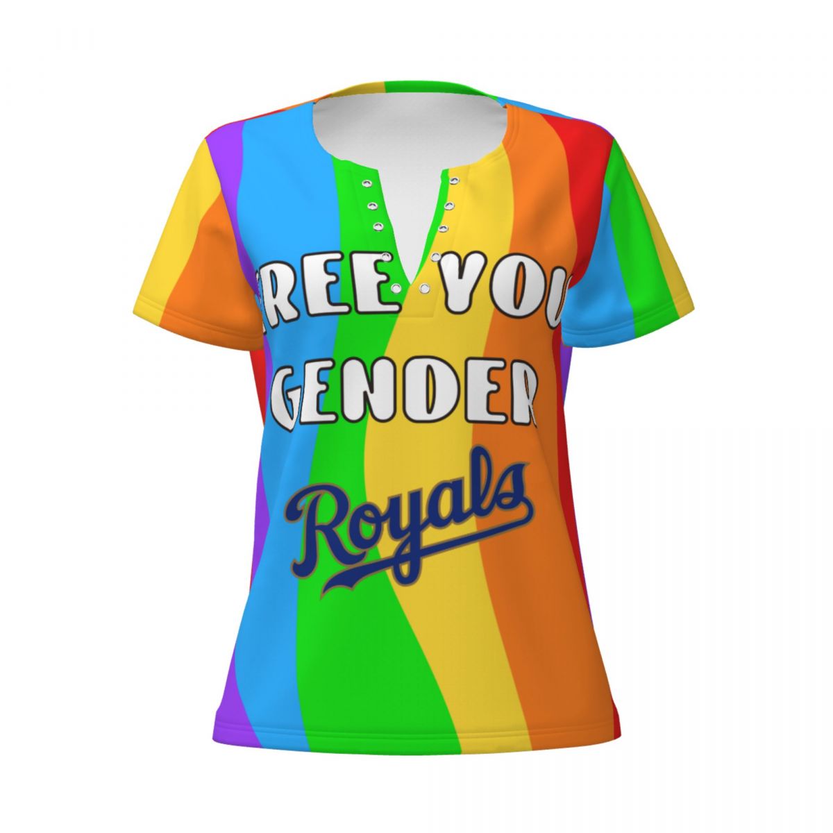 Kansas City Royals Pride Womens Summer Sexy V Neck Tee