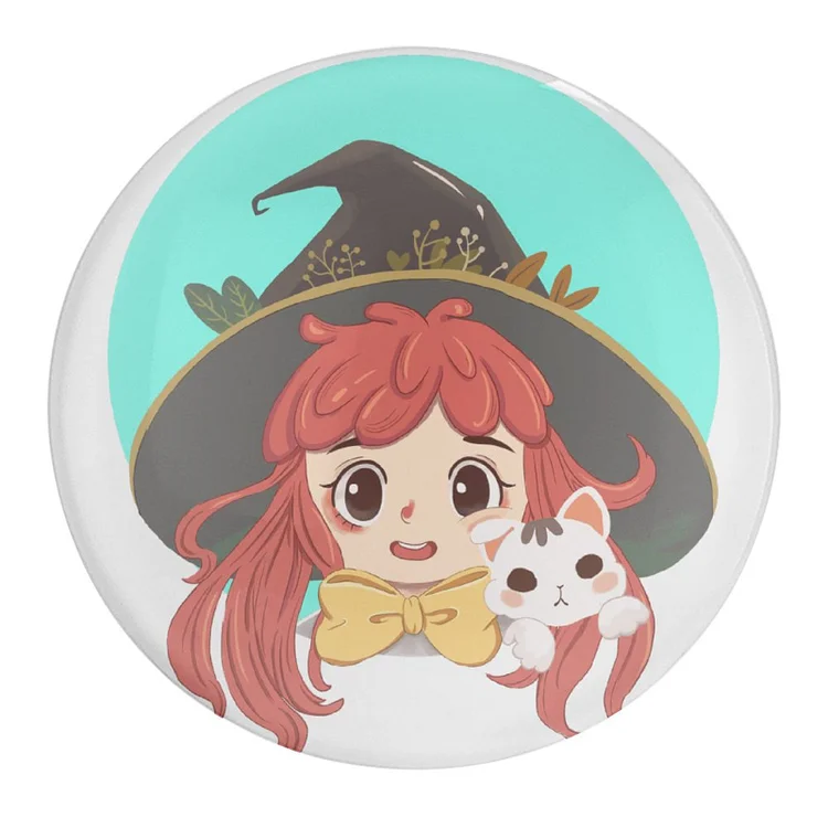 Refrigerator Glass Sticker Halloween-witch-red Hair-cat-cute-blue  customized, personalized, gift