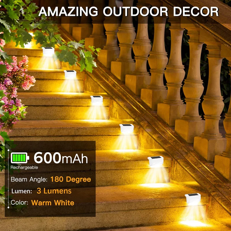 SAKER&reg; Solar Deck Lights Outdoor 4 Pack