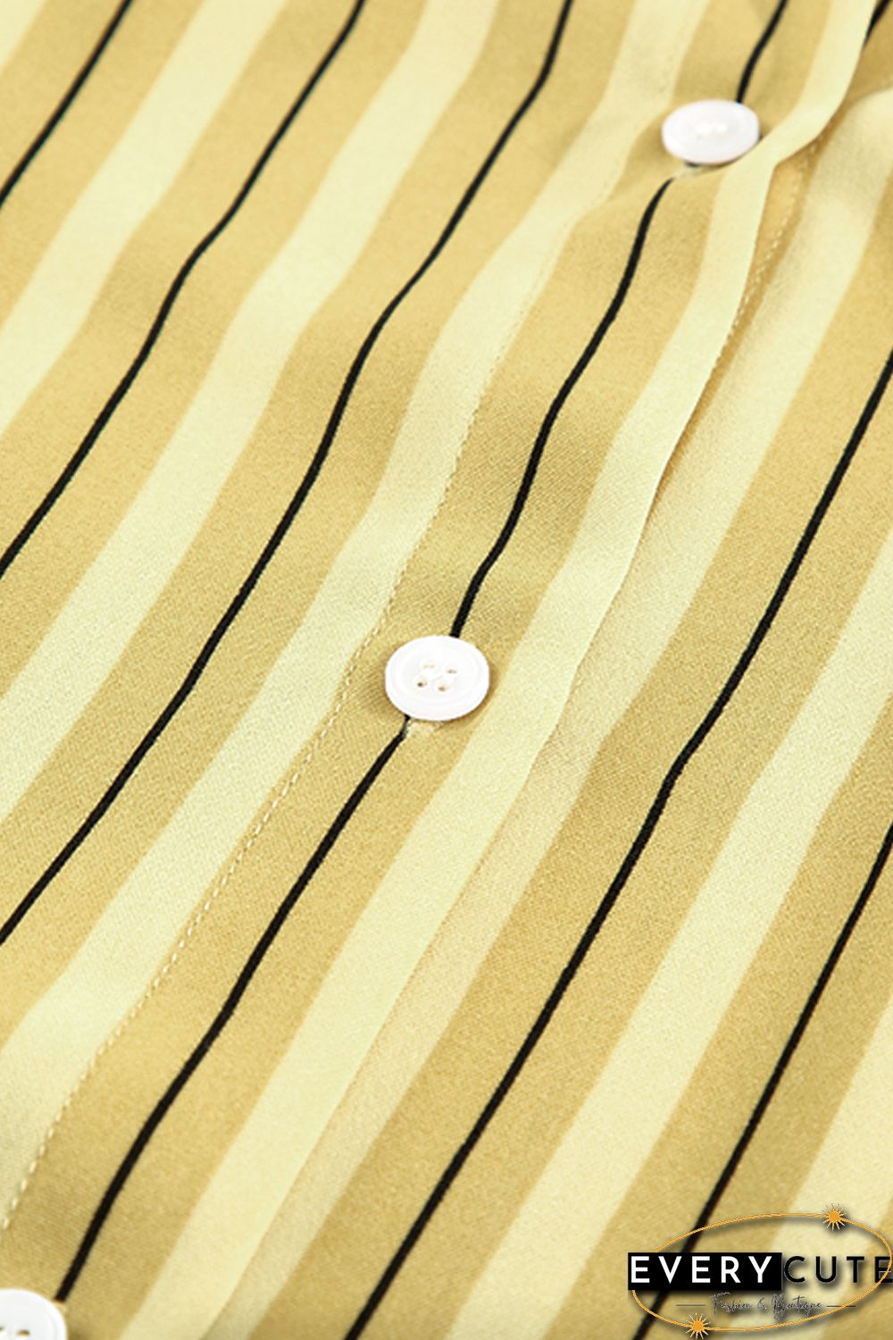 Yellow Striped Buttons Closure Long Sleeve Shirt