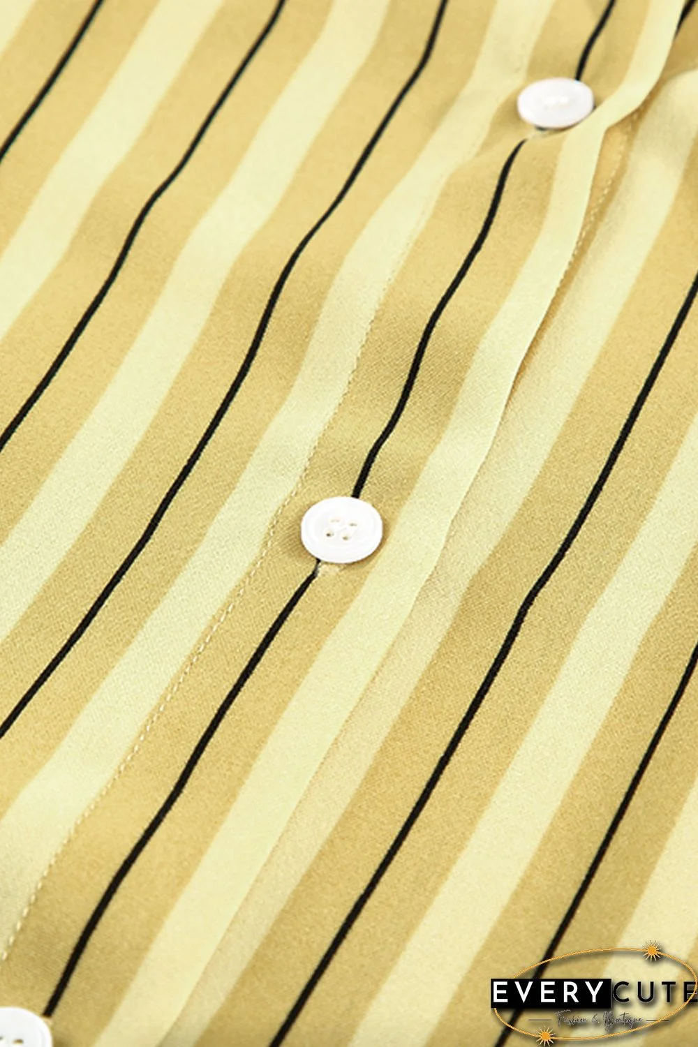 Yellow Striped Buttons Closure Long Sleeve Shirt