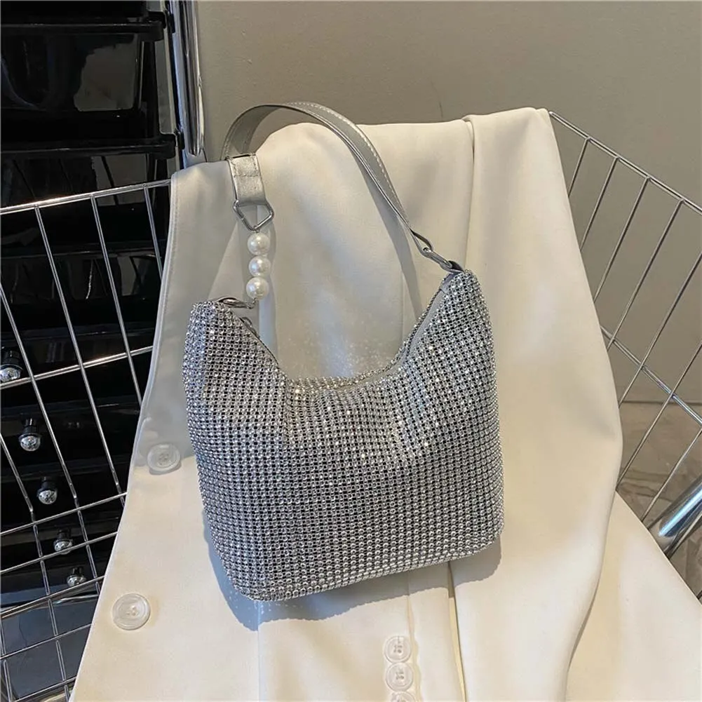 Women INS Fashion Rhinestone Square Bag Ladies Messenger Bag Designer Pearl Chain Shoulder Corssbody Bags Сумка Женская Багет