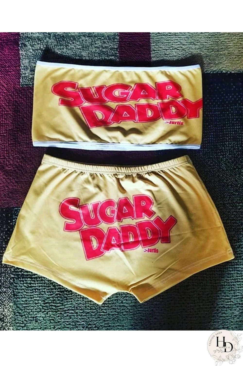 Orange Polyester Sexy Plaid Letter Print Character Straight Two Pieces