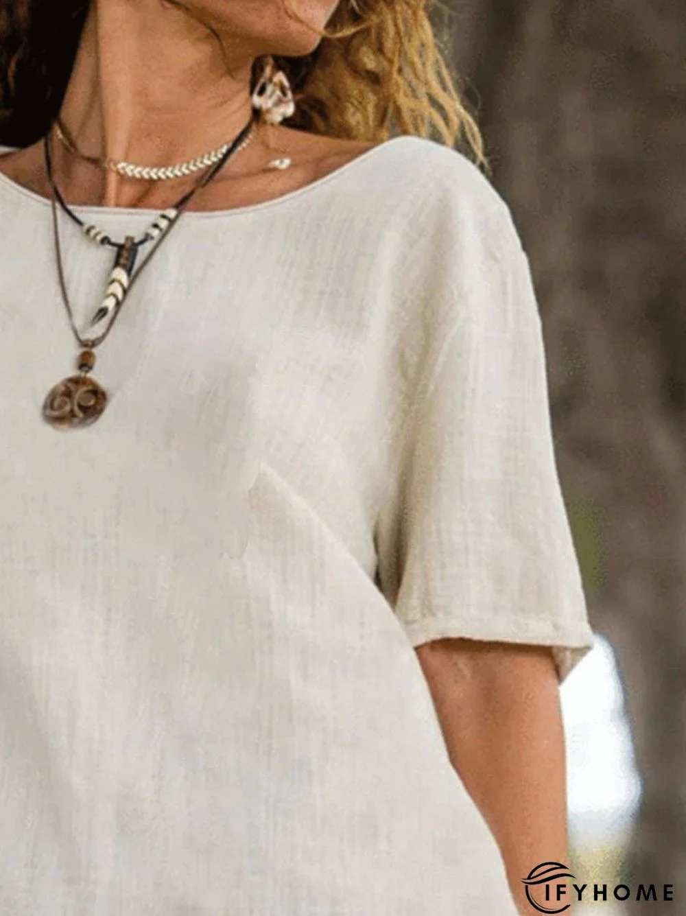 Short Sleeve Cotton-Blend T-shirt | IFYHOME