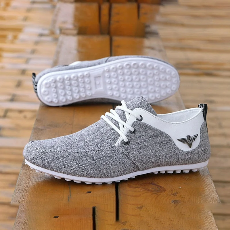 Men Casual Shoes Lace-up Linen Cloth Shoes Man Breathable Mens Canvas Shoes Moccasins Flats Driving Footwear Zapatos De Hombre