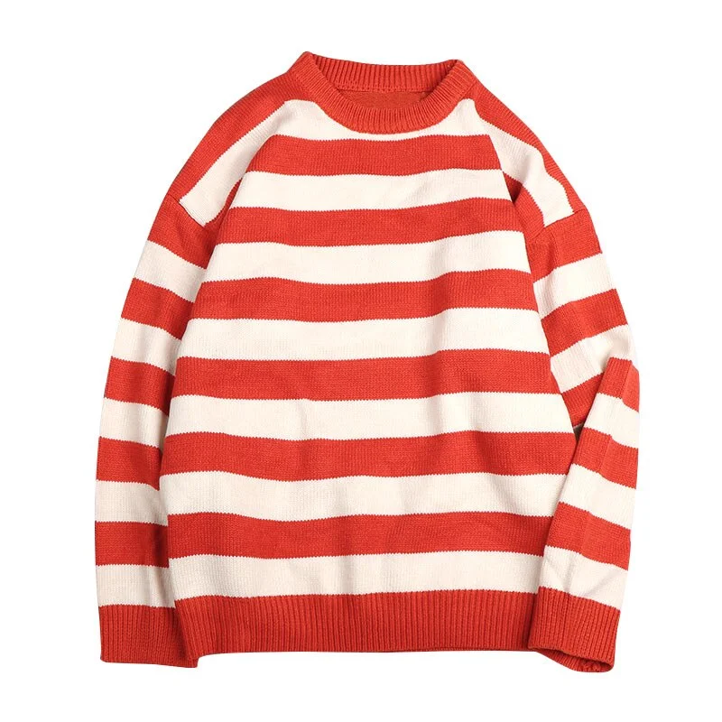 Autumn Green Striped Knitted Sweater Women Winter Pullovers Casual Oversized Sweaters Loose Harajuku Couple Sueter De Mujer