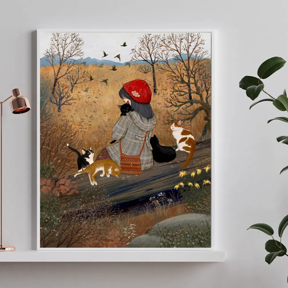 Full Round Diamond Painting 40*50cm - Autumn Atmosphere Girl