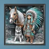 (40*40cm)Indian Girl Horse - Full Round Drill Diamond Painting