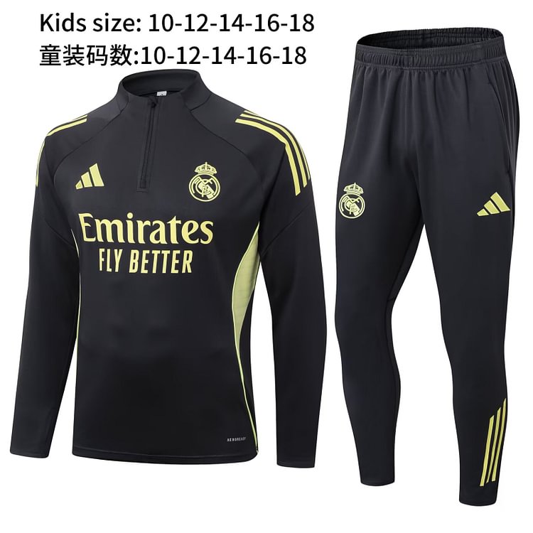 2025-26 Real Madrid Dark Grey Jersey Set - Children's Version