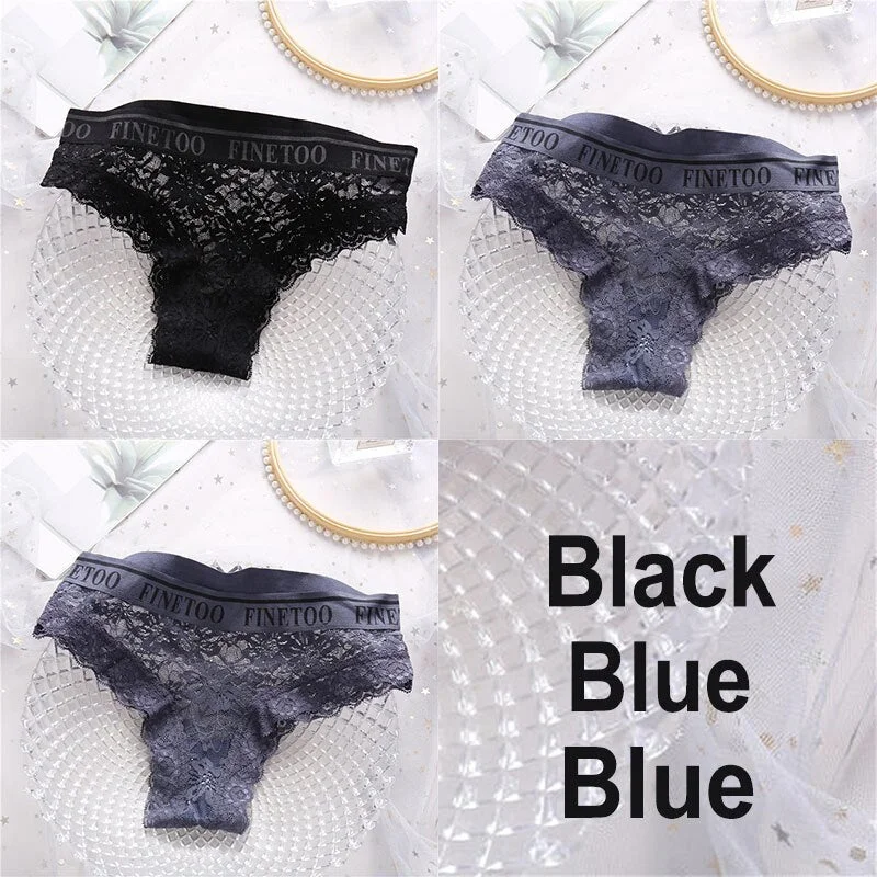 3PCS/Set Lace Panties Women Sexy Underwear Briefs Floral Lace Female Underpants Solid Color Intimate Lingerie Woman Panties M-XL