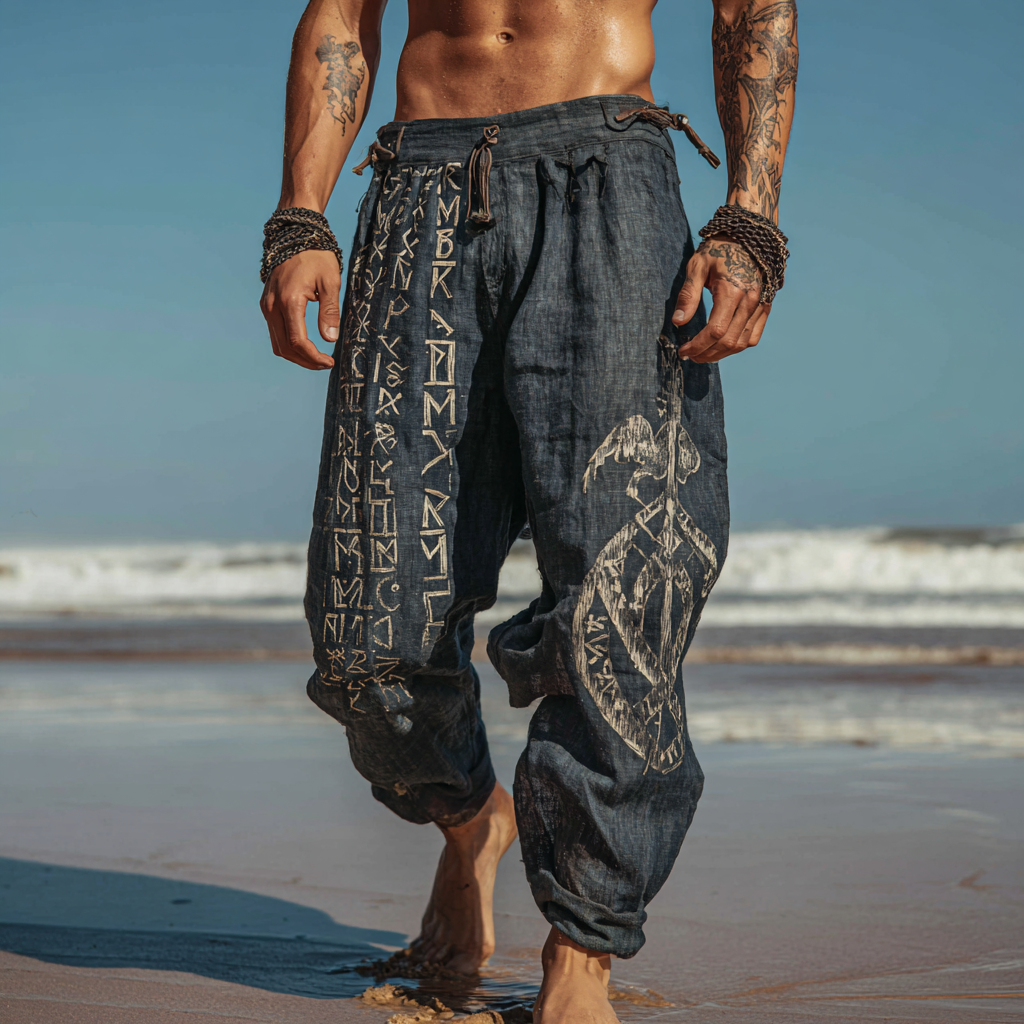 Men's Viking Nordic Runes Celtic Totem Summer Pants / Rvogue / Rvogue
