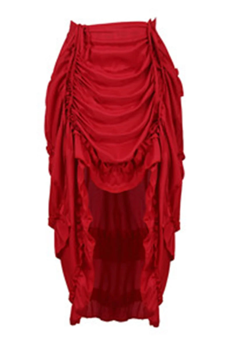 Steampunk Gothic Corset With Skirts Irregular Shirring Pleated Party Maxi Long Skirt High Low Costumes Punk Sexy Women Plus Size