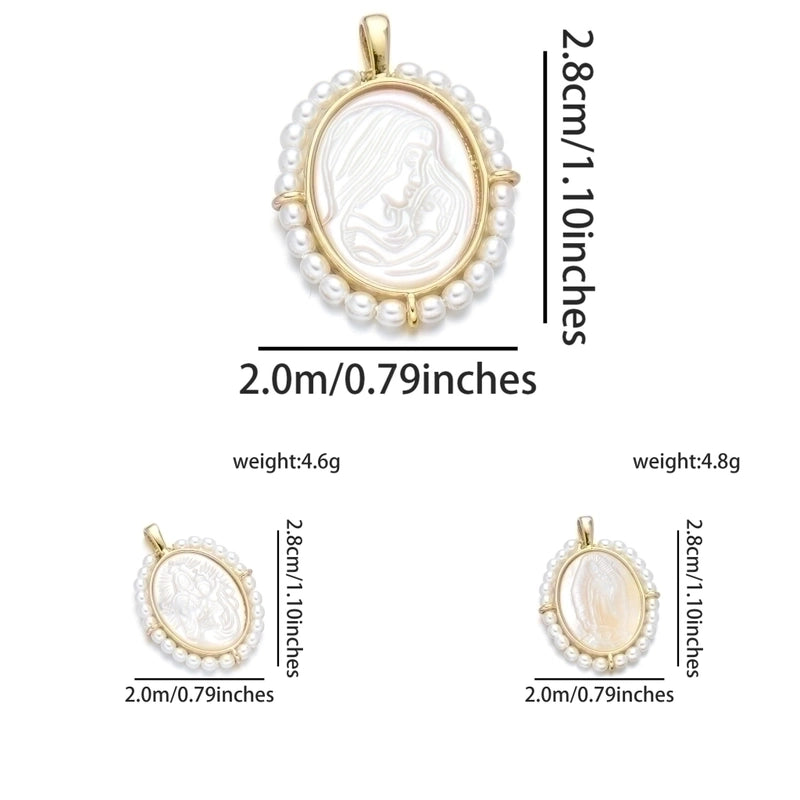 1 Piece Copper Artificial Pearls Shell 18K Gold Plated Inlay Polished Pendant