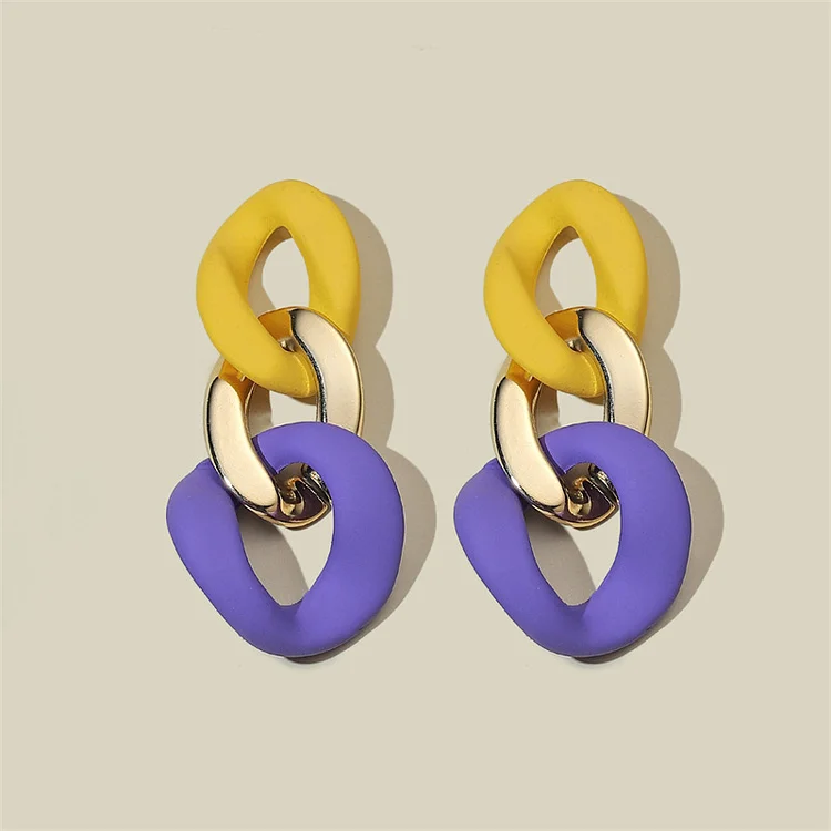 Vintage Chain Macaron Color Earrings