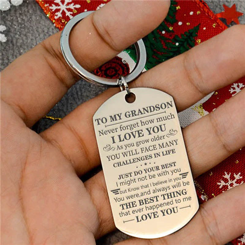 Unique Gift To My Grandson - Just Do Your Best - Inspirational Keychain