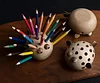 Dolphin Wooden Pen Holder Storage Box with 24 Colored Pencils