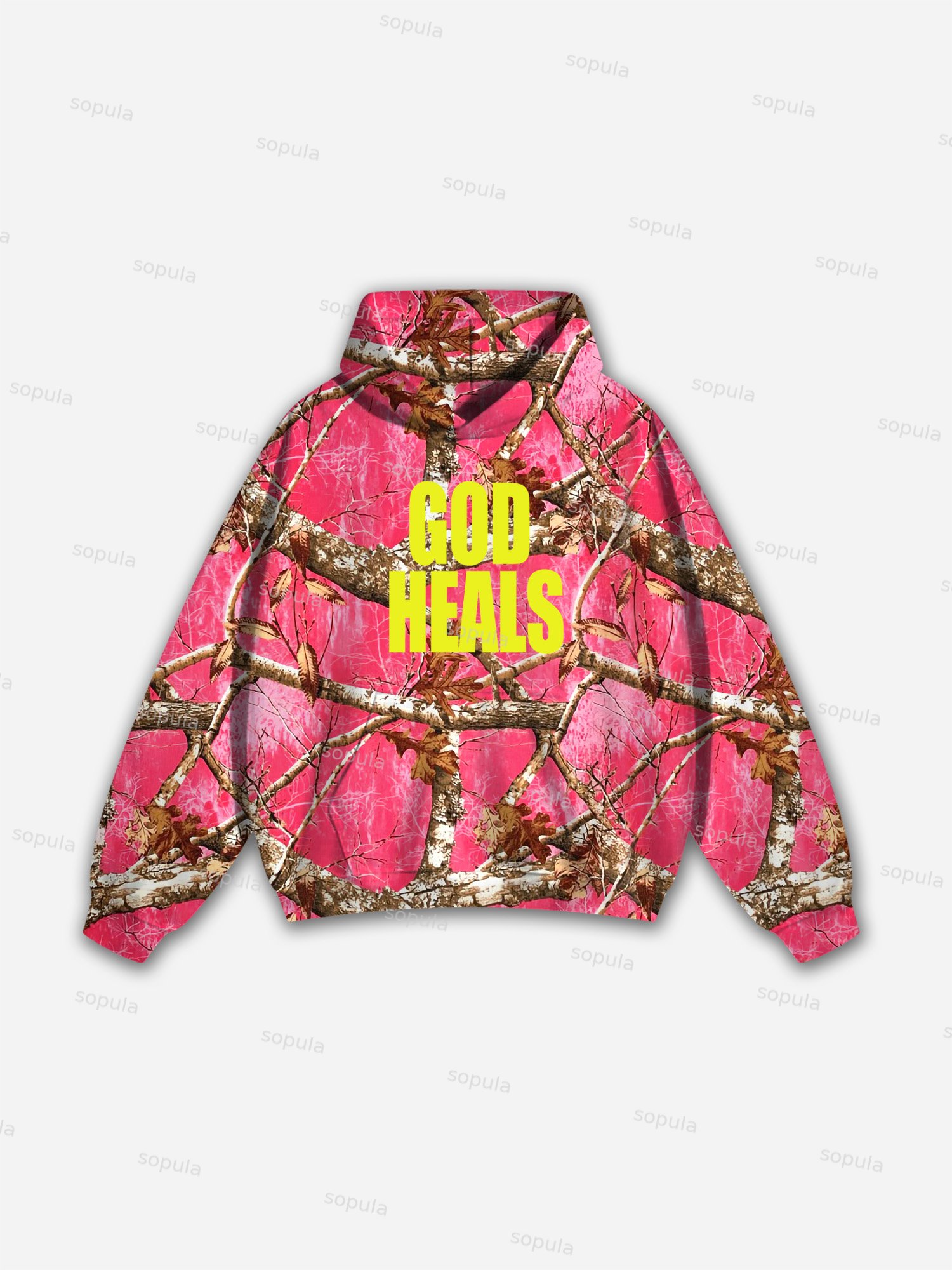 God Heals Pink Camouflage Hoodie - SOPULA
