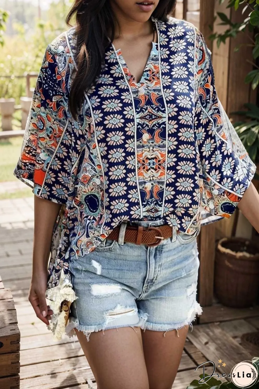 casual solid flowy loose tunic short sleeve v neck blouse