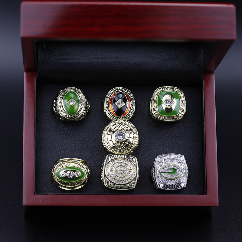 Green Bay Packers NFL Super Bowl Championship Ring 7-piece suit+Wood Box