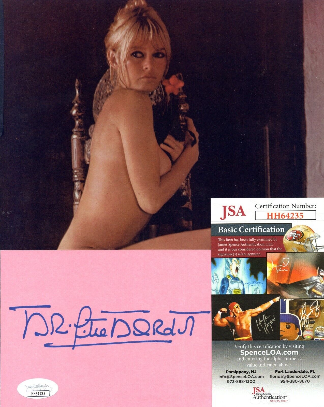 Brigitte Bardot Actress Model Signed Autograph 4x7 Card with Photo Poster painting and JSA COA