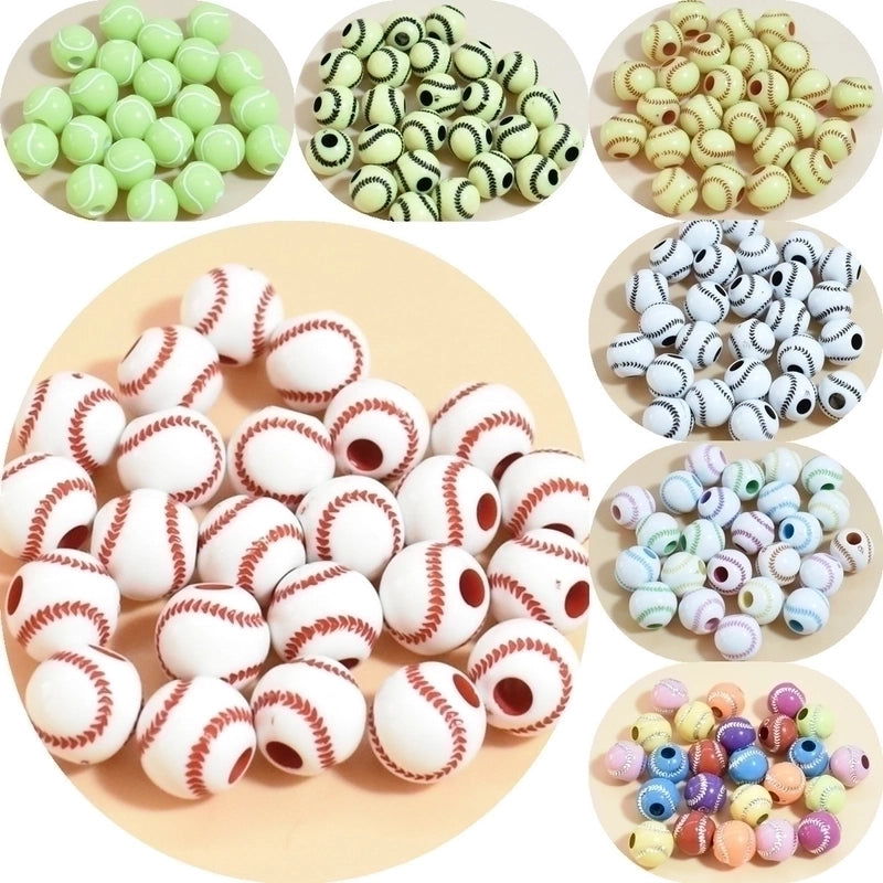 50 Pieces Arylic Baseball Beads
