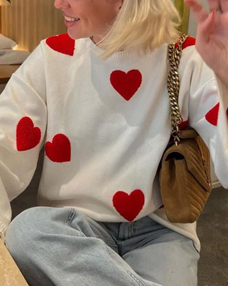 Love Full Print Loose Sweater
