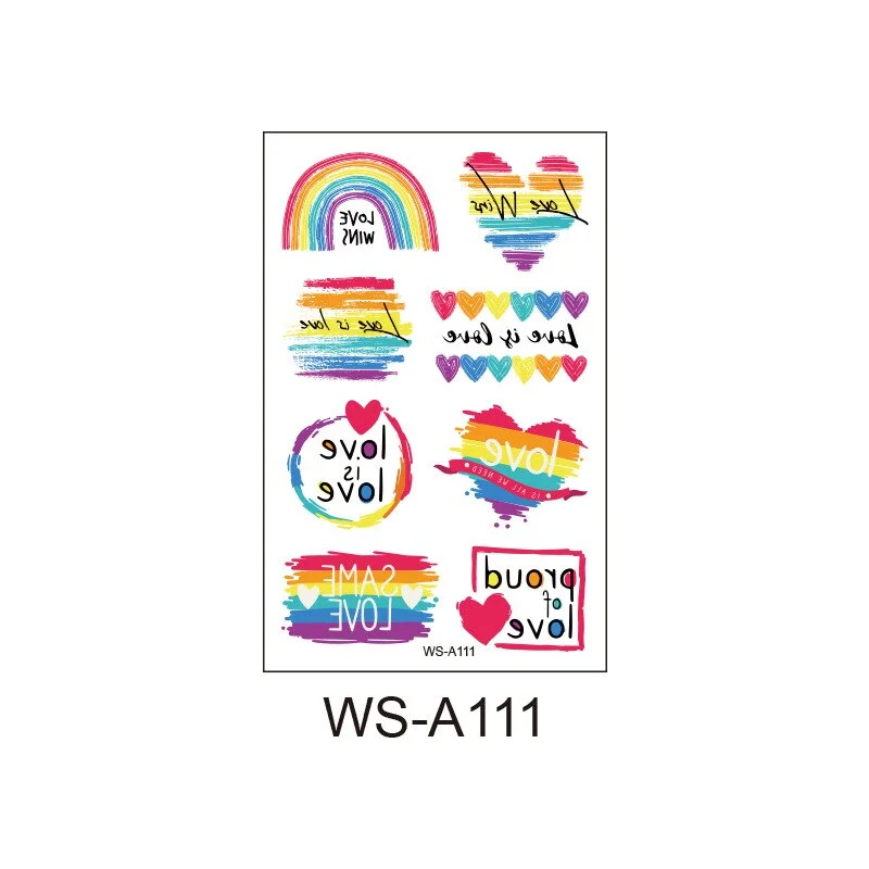 Pride Day Love Colorful Disposable Tattoo Sticker Rainbow Tattoo Sticker