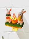 Resin Bunny Campfire Flickering Night Light Plug Into Wall Easter Decoration(US)